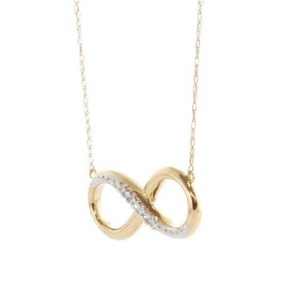 14K. SOLID GOLD INFINITI NECKLACE WITH NATURAL DIAMOND (Yellow Gold) - Picture 2 of 2
